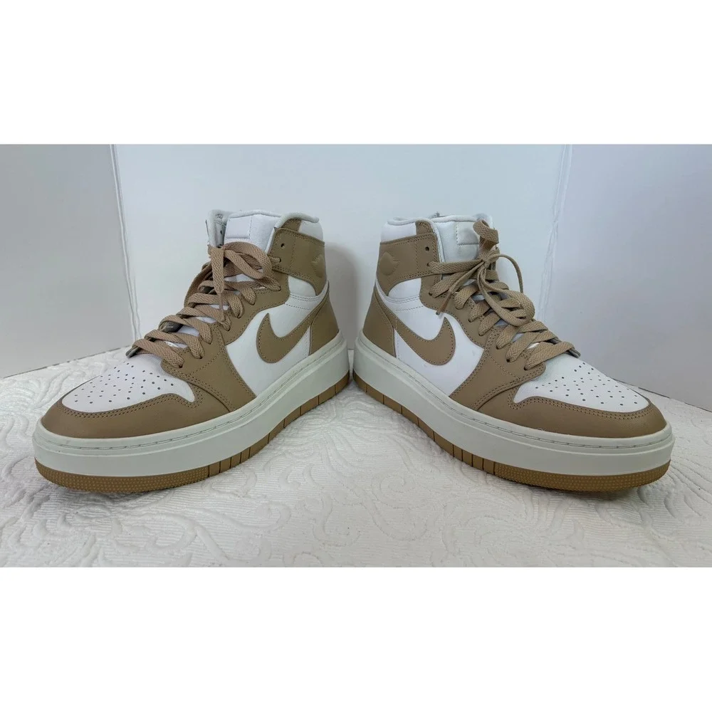 Nike Air Jordan 1 High Elevated Women Zip Sneakers White‎ Tan DN3253 121 Size 10